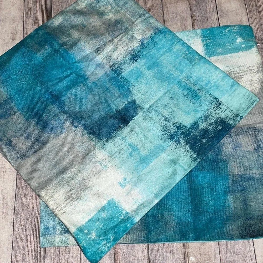 Turquoise Abstract Design Decorative Pillow Covers Set of 2 18”